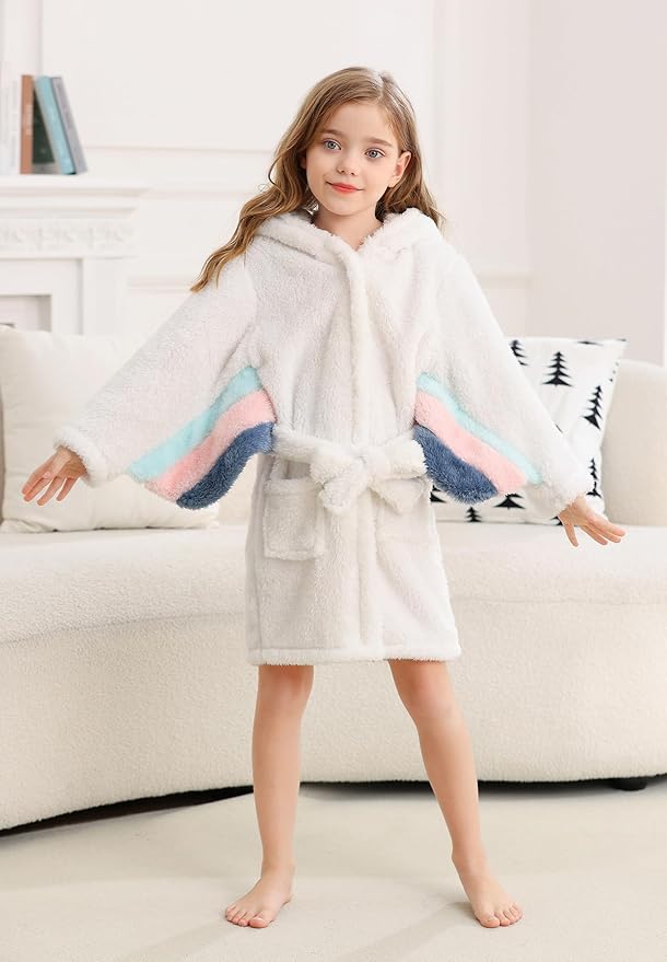 CuteOn Bathrobe for Women Soft Fleece Hooded Plush Loungewear