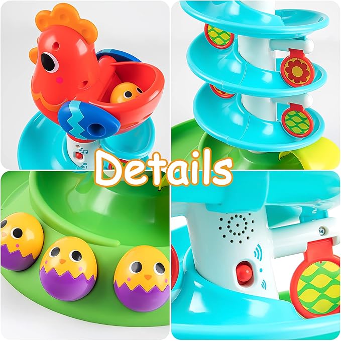 Montessori Toddler Sensory Drop Ball Toys, Rolling Spinning Ball Tower That Makes Music, Preschool Interactive Games, Birthday Gift for Children 12 Months and Older