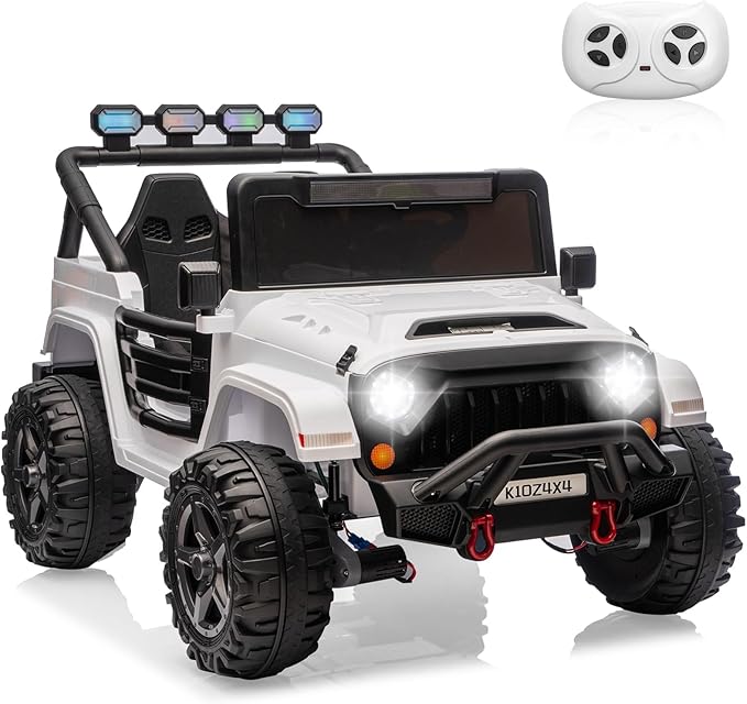 24V Ride on Toys for Big Kids, 2 Seater Ride on Cars with Remote Control, Ride on Truck w/ 4-Wheeler Suspension, 3 Speeds, Led Lights, Bluetooth Music Player