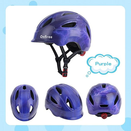Kids Bike Helmet, OnBros Kid Bicycle Helmet for Girls and Boys with Light Lightweight Kids Helmets Certified Toddler Helmets for Kids 3-5-8-10 Age (46-50-55 cm)