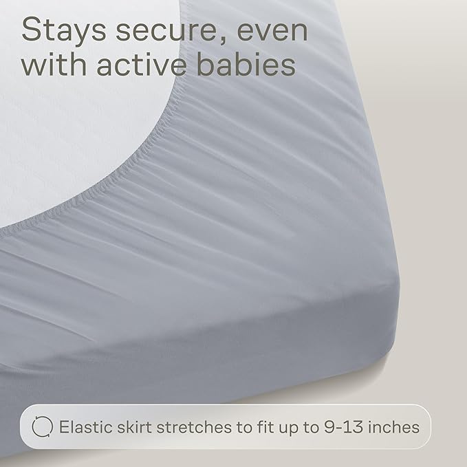 Niagara 1 Pack Viscose Made from Bamboo 100% Waterproof Crib Mattress Protector, Soft Breathable Crib Mattress Protector with Deep Pocket, Crib Mattress Pad for Toddler and Baby (52x28, Grey)