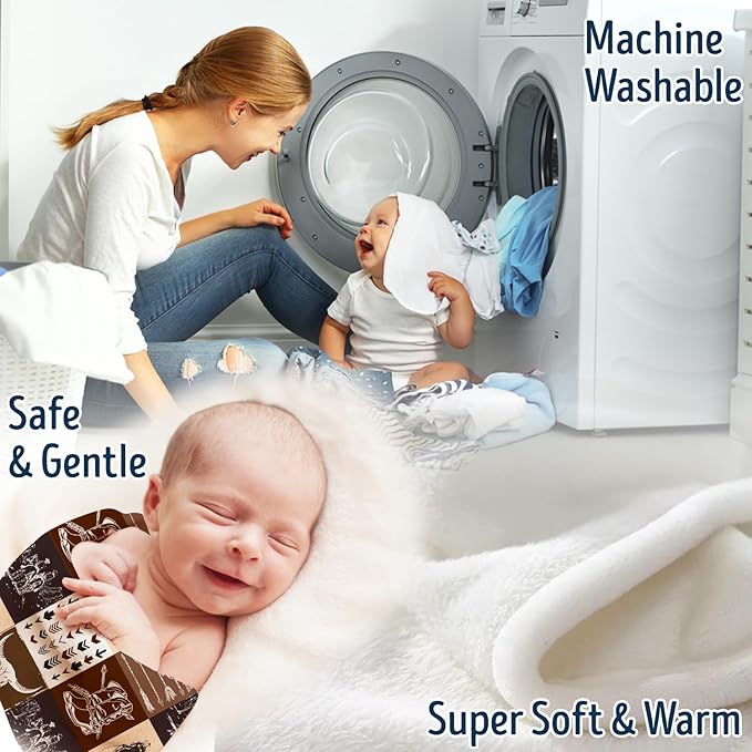 Western Blanket, Western Decor for Nursery Room, Baby Blankets for Boys Girls, Cowboy Baby Blankets, Western Baby Stuff, Soft Warm Lightweight Nursery Bed Blanket for Newborn Toddlers (01, 30x40 in)