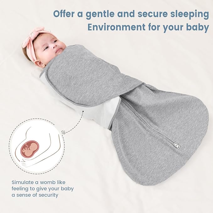 ZIGJOY Sleep Sack Swaddle 1.0 TOG Baby Wearable Blanket 100% Cotton Baby Swaddle Blanket for Newborns 6-12 Months for Boy Girl, Grey