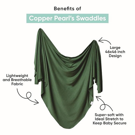 Copper Pearl Baby Swaddle Blanket - Premium Knit Baby Blanket, Large Soft Stretchy Receiving Blankets for Baby Boy and Girl, Swaddles for Newborn, Infant, and Toddler (Dinosaurs of Jurassic Park)