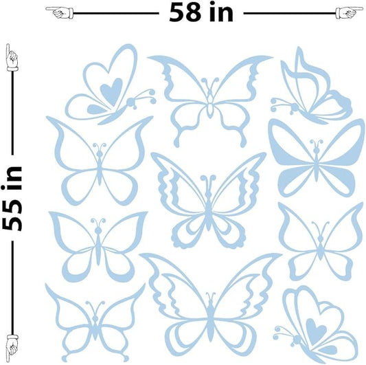 The Decal Guru Butterfly Wall Art Vinyl Stickers DIY Nursery or Girls Room Decor Peel and Stick Butterflies Decals (Powder Blue, 55x58 inches)