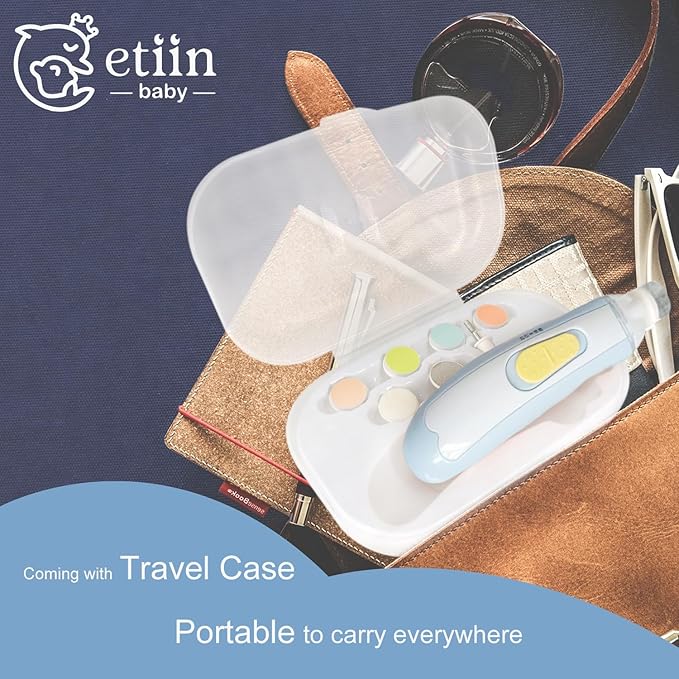 Baby Electric Nail File | Safe + Easy Baby Nail Trimmer, Baby Nail Clipper + Nail Filer Cutter for Newborn, Infant, Toddler, or Adults’ Fingernail/Toenails, 7 Buffer Pad, LED Light, Storage Case