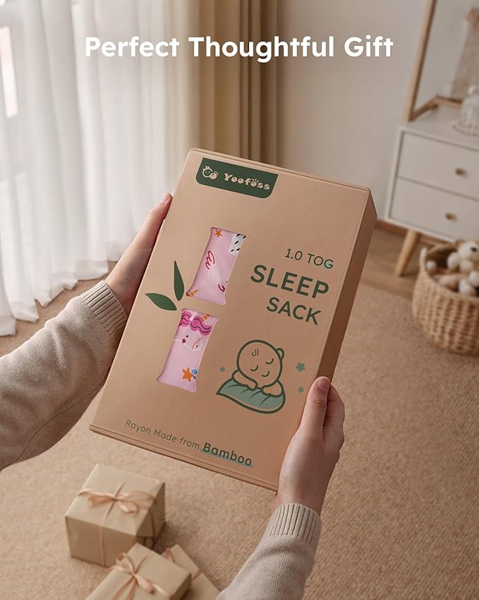 Yoofoss Rayon Made from Bamboo Baby Sleep Sack 18-24 Months 1.0 Tog Baby Wearable Blanket, Super Soft Infant Toddler Sleeping Sack 2-Way Zipper