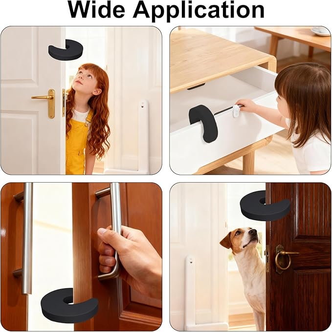 Door Pinch Guard, 6 Pack Door Slam Stopper Door Finger Pinch Guard Soft Thick Foam Door Stopper, Prevent Finger Pinch Injuries, Slamming Doors, Keep Pets from Getting Locked in (Black)