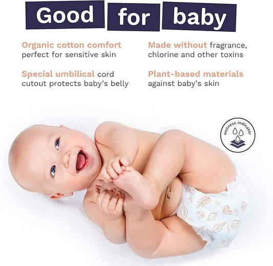 Pura Sensitive Skin Newborn Baby Diapers Trial Pack, Size 1 (4–11 lbs), Totally Chlorine Free, Wetness Indicator, Soft & Gentle, Overnight, Hypoallergenic, Plant-Based 3- Diaper Try Me Pack