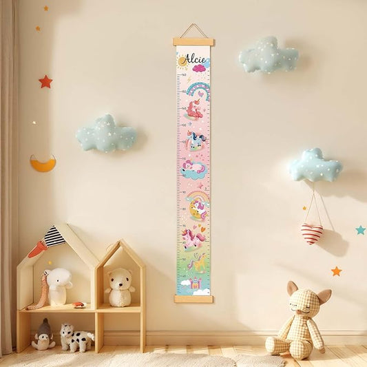 Woodemon Personalize Name Growth Chart for Kids, Unicorn Kids Growth & Measuring Chart, Growth Chart for Wall, Height Measure Wall Chart Bedroom Nursery Wall Decoration,Playroom Essentials