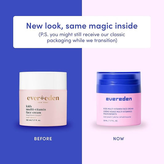 Evereden Kids Face Cream: Cool Peach, 1.7 oz. | Face Lotion | Clean and Non-Toxic Face Moisturizer | Multi-Vitamin Skin Care for Kids | Pack of 2