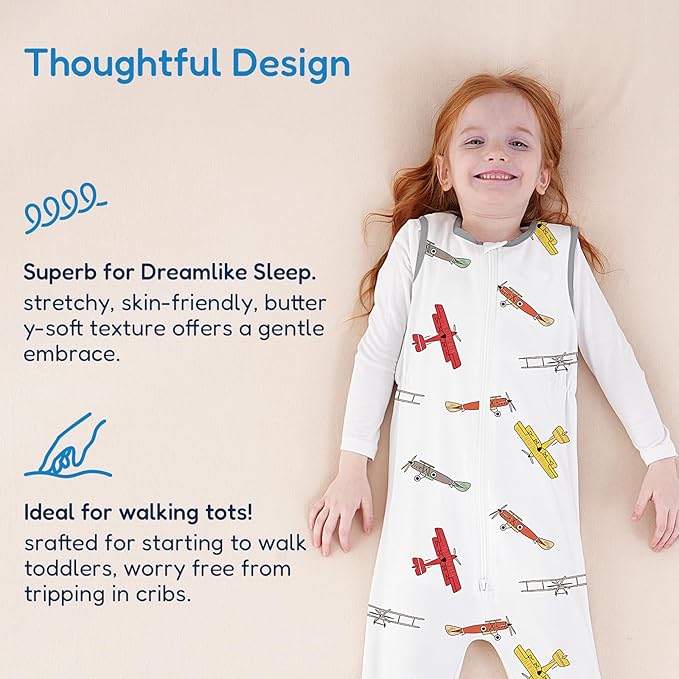 TotAha Toddler Sleep Sack with Legs, 0.5 TOG Light and Soft Baby Sleeping Bag, Walker Sleep Sack for Babies 12-24M, 2T-3T