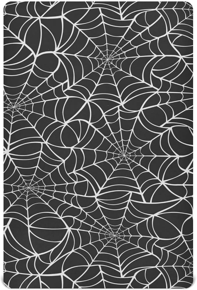 Spider Web Halloween Crib Sheets Soft Breathable Fitted Baby Playard Sheets Mattress Cover for Girl Boys, 39" x 27" x 5"