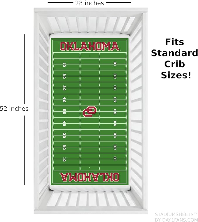 STADIUMSHEETS Day1Fans Officially-Licensed Fitted Crib Sheet (Oklahoma Sooners)