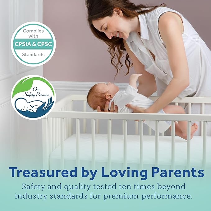 Sealy Baby Cool Comfort Cooling Breathable Waterproof Crib Mattress Protector Pad, Toddler Bed Cover, Infant and Newborn Durable Comfortable Topper, Machine Washable and Dryer Friendly, 52x28”- White
