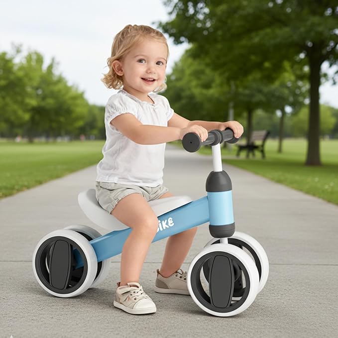 SIMATE Balance Bike Toys for 1 Year Old Boys Girls, 12-24 Month Toddler Ride on Toys, 4 Silent Wheels & Soft Seat, First Birthday Gifts for Baby Girls Boys