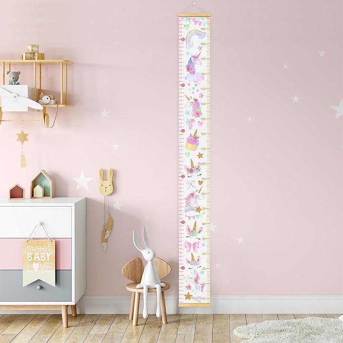 HomeEvolution Kids Growth Chart Height Measuring Chart, Unicorn Canvas Wall Hanging Rulers for Baby Children Girls Bedroom Decor