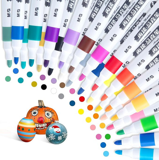 M&G 24 colors Acrylic Paint Pens Markers Stocking Stuffers, Paint Pens for Art Crafts Supplies, Stocking Stuffers, Christmas Gifts for artists