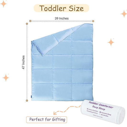 ZPECC Toddler Down Alternative Comforter, 39x47 Hypoallergenic Baby Blanket Quilt, Soft Breathable Lightweight All Season Kids Duvet Insert for Crib Stroller Cot Daycare, Baby Blue