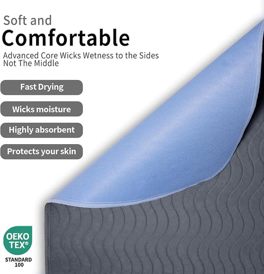 Accompagner Waterproof Reusable for Adults and Pets Washable Pee Pads for Dogs Changing Pad Large Dog Bed Size Adults Incontinence Bed Pads - Non-Slip Leak-Proof (Dark Gray, 4Pack-24" x24")