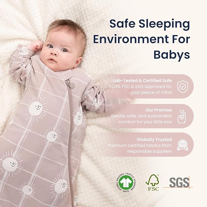 Unisex Sleeping Bag for Babies and Toddlers 1.0 Tog Sleep Sack 6-18 Months, Newborn Sleep Sack, Wearable Blanket Baby, One Piece Long Sleeves, Gifts for Baby
