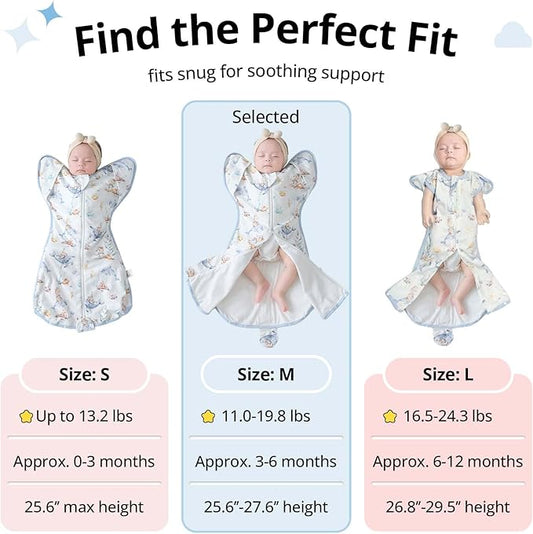 Baby Sleep Sack,0.5 TOG Self-Soothing Swaddle to Improve Sleep & Ease Startle Reflex, 100% Cotton & Breathable
