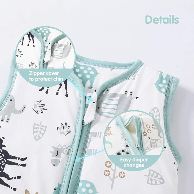 Mosebears Sleep Sack Baby Winter Wearable Blanket with 2-Way Zipper,2.5 TOG Cotton Sleep Sack Unisex (Deer, 6-12 Months)