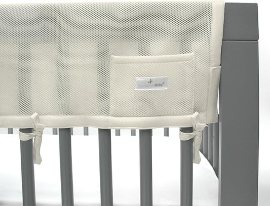 BreathableBaby Breathable Mesh RailGuard Teething Cover — 51” Long Panel (1) — Fits Most Full-Size and Does Not Fit Mini Cribs — Use with Coordinating Short Panels - Ecru