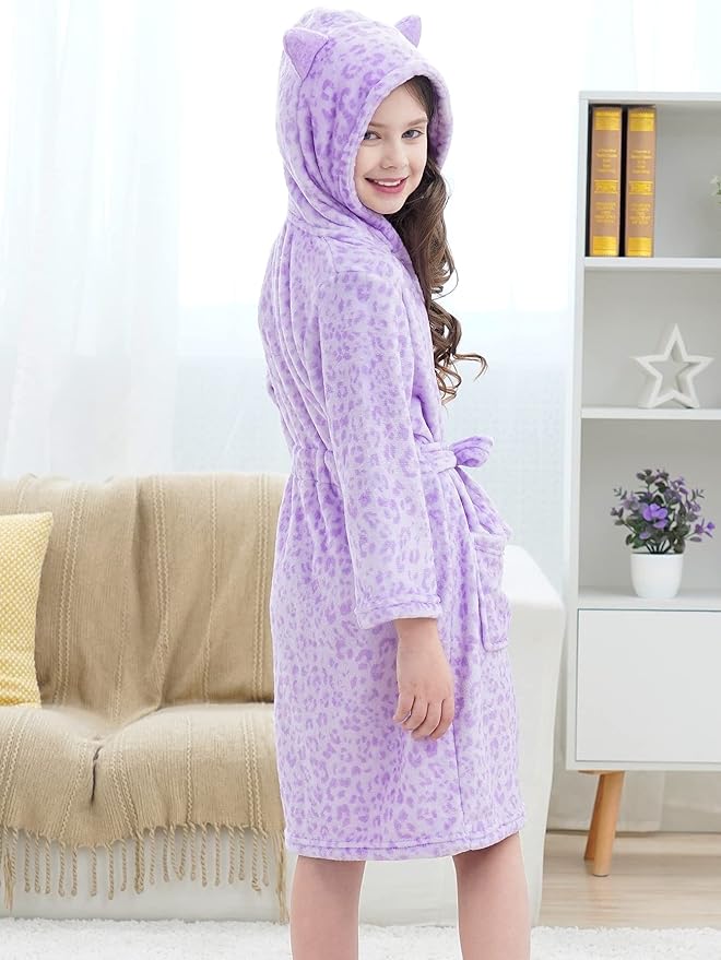 Doctor Unicorn Soft Hooded Rainbow Bathrobe Sleepwear for Girls