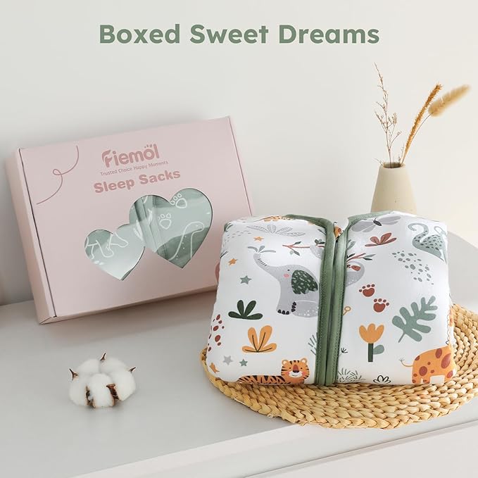 Baby Sleep Sack 6-12 Months, 2.5 TOG Cotton Winter Baby Wearable Blanket with 2-Way Zipper, Warm Soft Sleeping Bag for Newborn Infant Boy Girl, Medium Giraffe