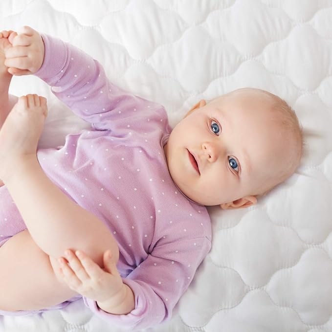 Pack and Play Mattress Pad (6 Sizes), Compatible with Baby Trend Lil Snooze Deluxe 2 Nursery Center, Pack and Play Mattress Sheets Cover Soft Quilted Protector