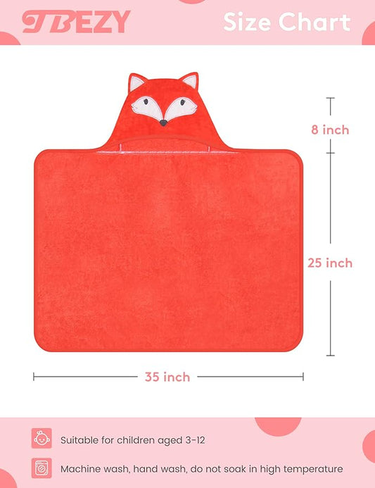 Baby Hooded Towel with Unique Animal Design Ultra Soft Thick Cotton Bath Towel for Newborn (Fox)