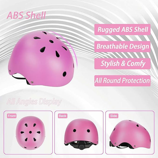 Kids Bike Helmet Set Adjustable Helmet for Ages 3-15 Kids Toddler Boys Girls Youth, Multi-Sport Bicycle Skateboarding Football Rollerskating Scooter Rollerblade Balance Bike Helmets