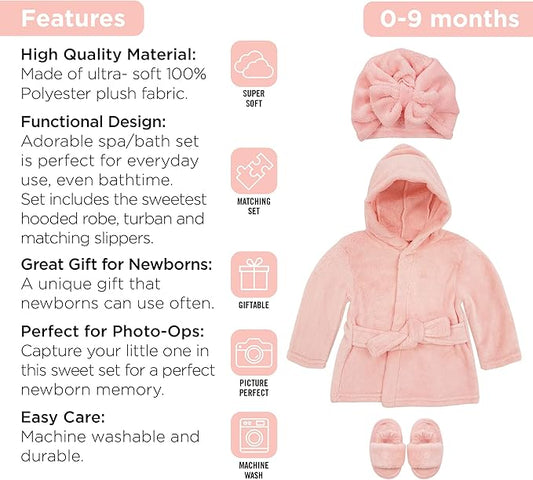 Rising Star Baby Toddler Robe Or Kids Robe for Girls and Boys - Kids & Baby Bath Robe Spa Set with Washcloth or Slippers