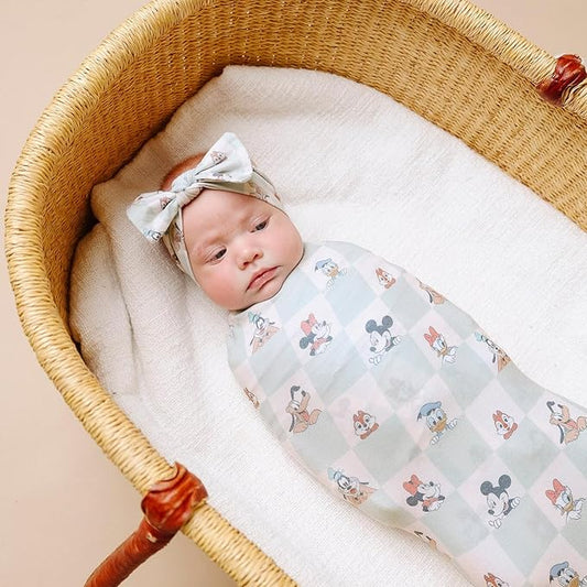 Copper Pearl Large Premium Knit Baby Swaddle Receiving Blanket Mickey Mouse & Friends