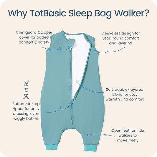 Toddler Sleep Sack with Feet, 1.0 TOG Baby Sleeping Bag with Legs, Oversized Wearable Blanket for 2T, 3T, 4T Walkers