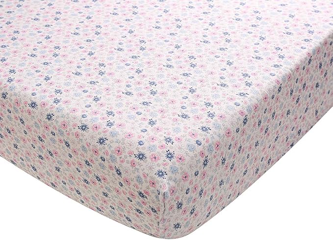 5 PCs Cotton Pink Embroidery Butterfly Nursery Crib Bedding Set Heavy Duty Cotton Butterfly Themed Baby Girl Cot Bedding Set Quilt /Fitted Sheet x 2/ Diaper Storage Bag /Window Valance , 28 X 52