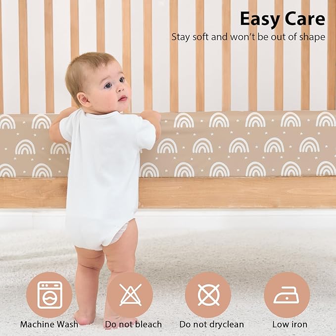 Baby Crib Sheets for Boys and Girls, 3 Pack Fitted Toddler Bed Sheets Neutral for 52”x28” Standard Crib and Toddler Mattresses, Super Soft Microfiber Orange Sun Rainbow