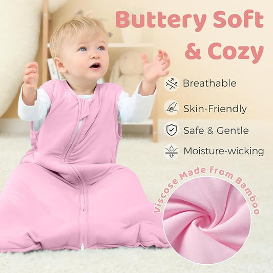 Freejoy Viscose From Bamboo Baby Sleep Sack, 1.5 TOG Infant Toddler Wearable, Buttery Soft Sleeping Bags