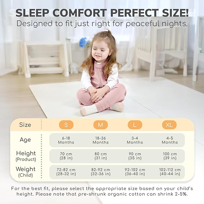 Mama Cheetah Toddler Sleep Sack with Feet 3T - 4T, 2.5 TOG Organic Cotton Baby Sleeping Bag with Legs, Baby Wearable Blankets for Walkers w/ 2-Way Zipper, Baby Sleep Sack for Girls & Boys, Large
