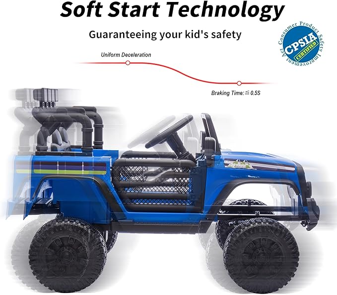 24V Kids Ride on Toy, Kids Electric Vehicles Car Ride on Car Truck for Toddlers 3-5 with Remote Control, 2x200W Motor - Blue