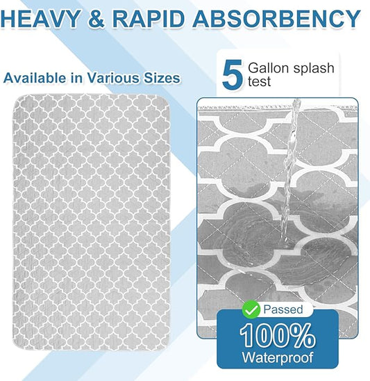 OUTCREATOR® Washable Bed Pads 18" x 24" (Pack of 3), Incontinence Mattress Protector, Anti-Slip Waterproof Underpads for Adults Kids Elderly Pets, Absorbency & Reusable Bedwetting Pads (Gray)