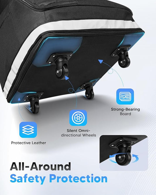 Automiim Car Seat Travel Bag for Airplane with Swivel Wheel, Extendable Height Padded Carseat Travel Backpack Large Storage Bag, Baby Infant Booster Seat Bags for Air Travel