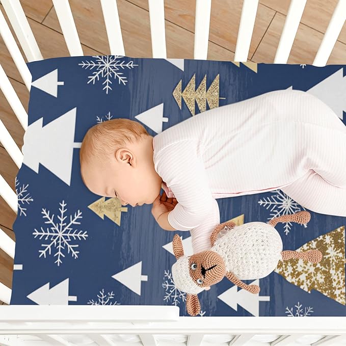 Crib Sheet, Unisex Crib Sheet, Soft and Comfortable for Standard Crib and Toddler Mattress, Christmas Tree