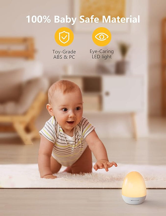 MediAcous Night Light for Kids, Baby Night Light with Stable Charging Pad, Dimmable Kids Night Light with 1H Timer & Touch Control, ABS+PC LED Egg Lamps for Breastfeeding, Up to 200H