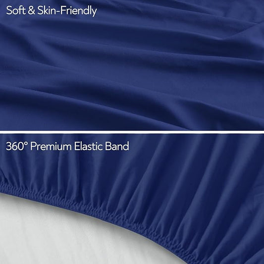 Stretchy Crib Sheets for Boys or Girls, 2 Pack Baby Sheets Fitted for Standard Crib and Toddler Mattress 52" x 28", Soft and Breathable Fitted Crib Sheets Neutral, Navy Blue
