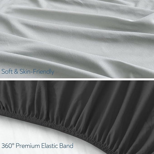 Stretchy Crib Sheets for Boys or Girls, 4 Pack Baby Sheets Fitted for Standard Crib and Toddler Mattress 52" x 28", Soft and Breathable Fitted Crib Sheets Neutral, Grey & Black