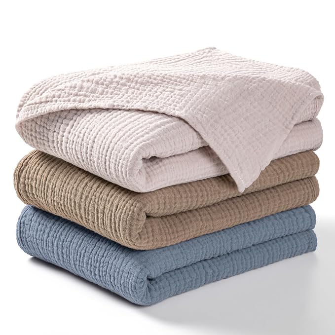 lulumoon Muslin Swaddle Blankets for Baby: Lightweight & Breathable Receiving Blankets for Hospital - Neutral Registry Gift for Newborn 3pack (Grey)