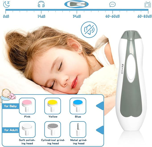 Baby Healthcare and Grooming Kit, 21pcs Baby Electric Nail Trimmer Set Newborn Nursery Health Care Set for Newborn Infant Toddlers Baby Boys Girls Kids Haircut Tools (21 Kits Grey White)