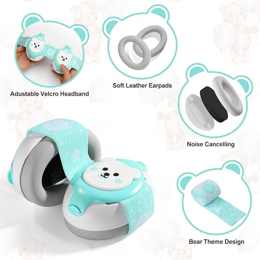 Baby Headphones,Bear Infant Ear Protection Noise Cancelling Headphones for Infants 0-36 Months,Baby Travel Essentials with Carrying Bag Infant Earmuffs for Sleep/Airplane/Outdoor
